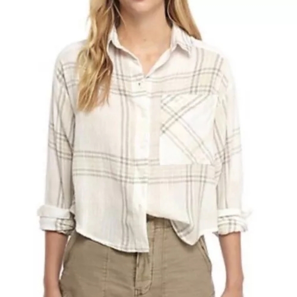 Free People Tops - Free People paradise garden cropped plaid Western boho hippie shirt Size small